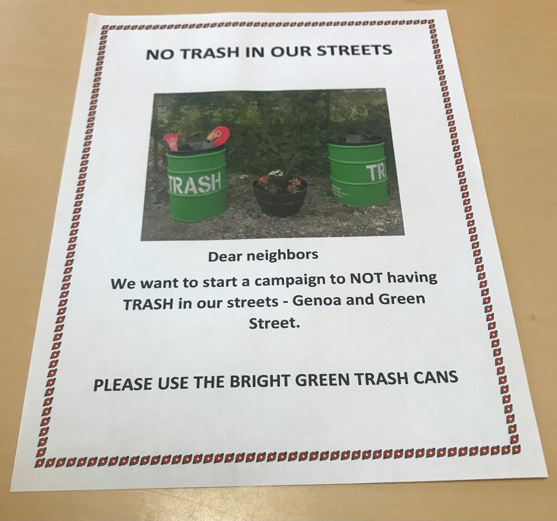 Posters distributed in the neighborhood